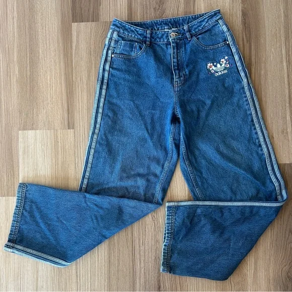 Adidas Originals Alexander Wang X Naomi Utsu denim pants side tri-stripe size 4 - Picture 3 of 13